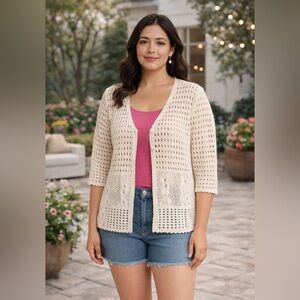 NWT White Crochet Women's Cardigan